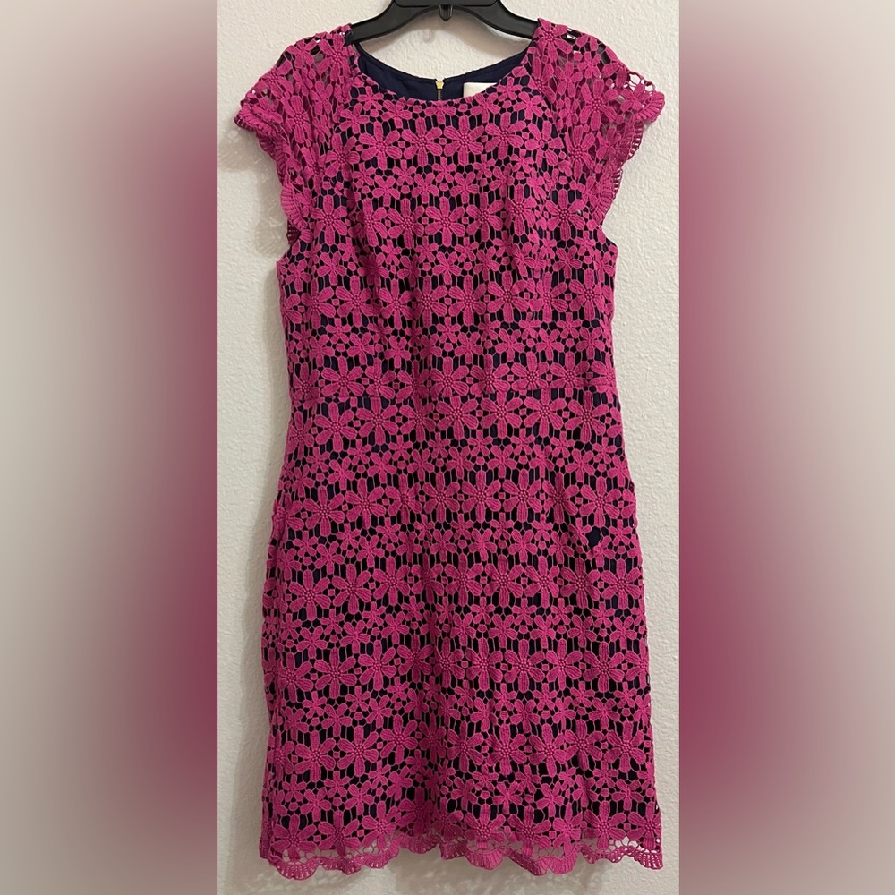 Beth Bowley Pink Floral Lace Overlay Dress